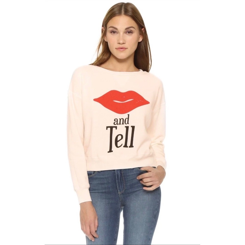 Wildfox Kiss and Tell Cropped Sweatshirt Women's Size Small Loungwear Cotton
